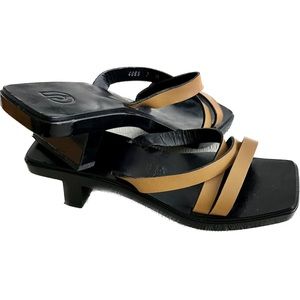 Vintage Charles Jourdan Wooden Square Toe Sandals